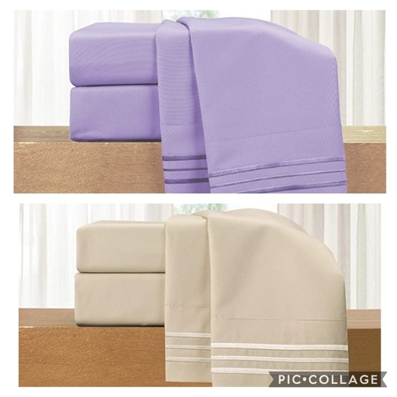 Lux Bed Sheet Set - Queen | choose ONE color | Lavender or Beige - Picture 1 of 6